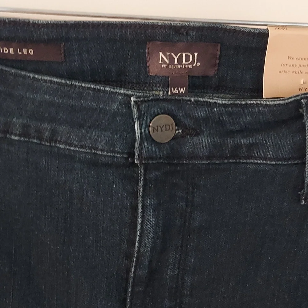 🚨SALE🚨 NYDJ Women's Dark Blue Teresa Wide Leg Jeans NWT - Picture 14 of 16